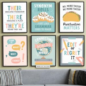 English Motivational Posters | Set of 6 | Educational Posters - Boho Muted